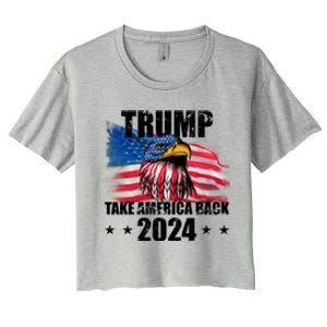 Trump Take America Back 2024 Eagle Usa Flag Women's Crop Top Tee