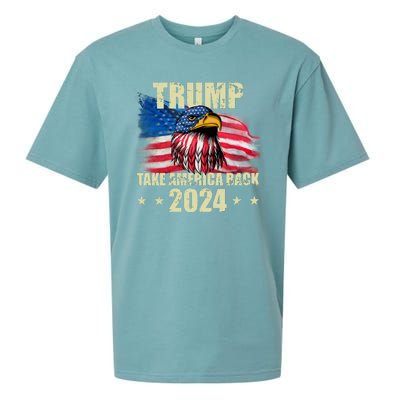 Trump Take America Back 2024 Eagle Usa Flag Sueded Cloud Jersey T-Shirt