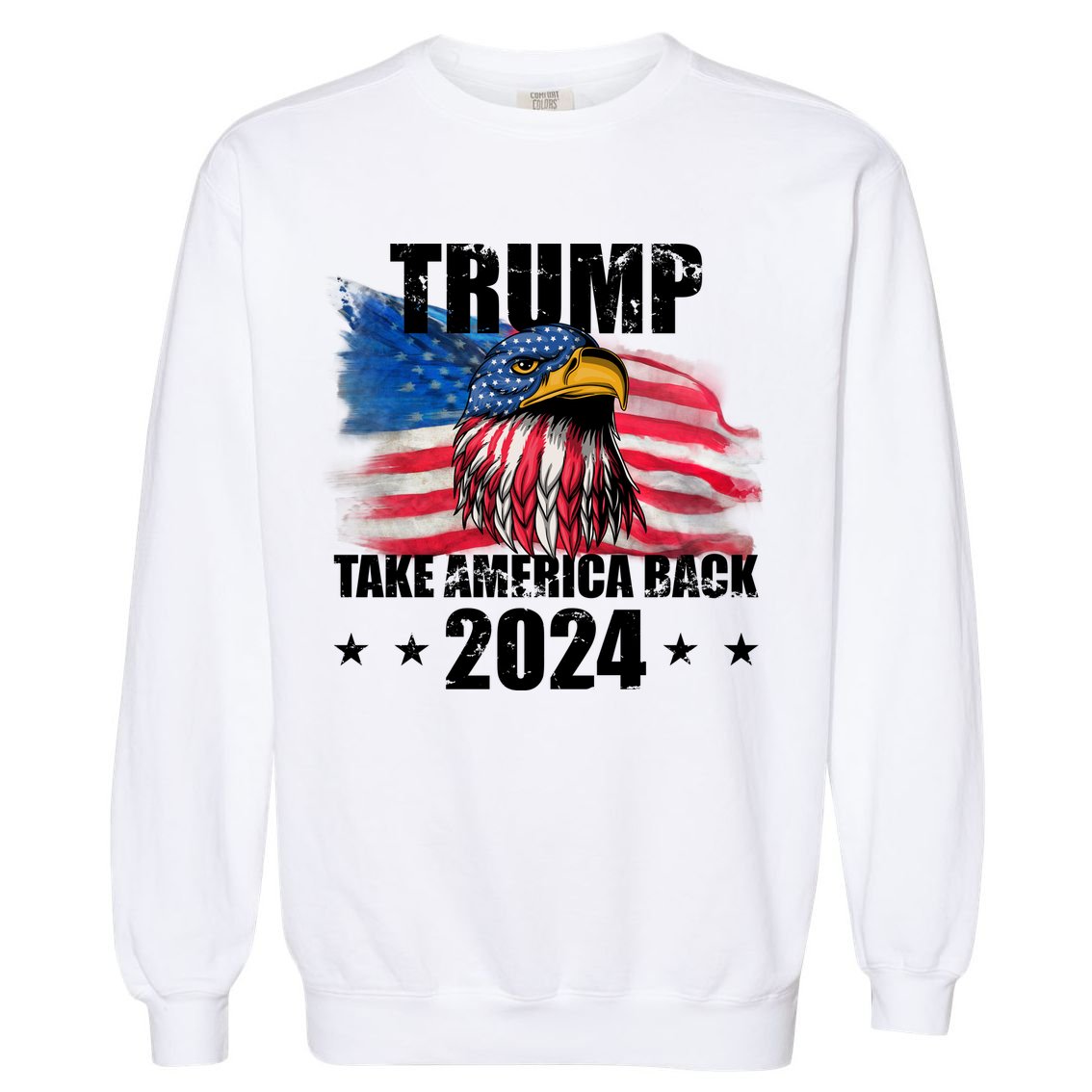 Trump Take America Back 2024 Eagle Usa Flag Garment-Dyed Sweatshirt