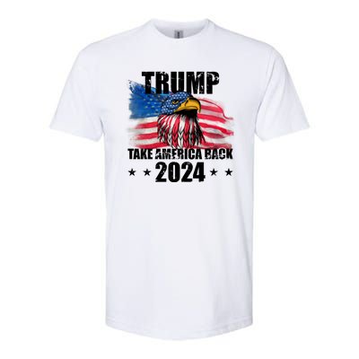 Trump Take America Back 2024 Eagle Usa Flag Softstyle® CVC T-Shirt