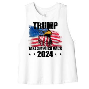 Trump Take America Back 2024 Eagle Usa Flag Women's Racerback Cropped Tank