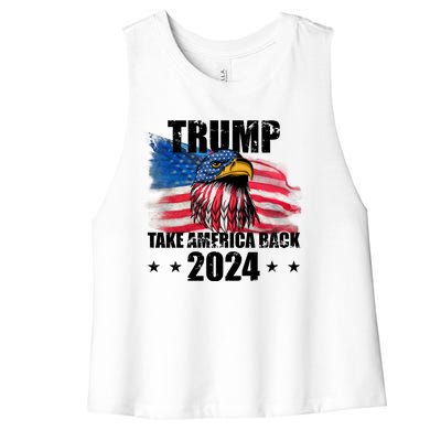 Trump Take America Back 2024 Eagle Usa Flag Women's Racerback Cropped Tank