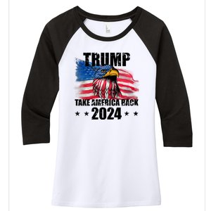 Trump Take America Back 2024 Eagle Usa Flag Women's Tri-Blend 3/4-Sleeve Raglan Shirt