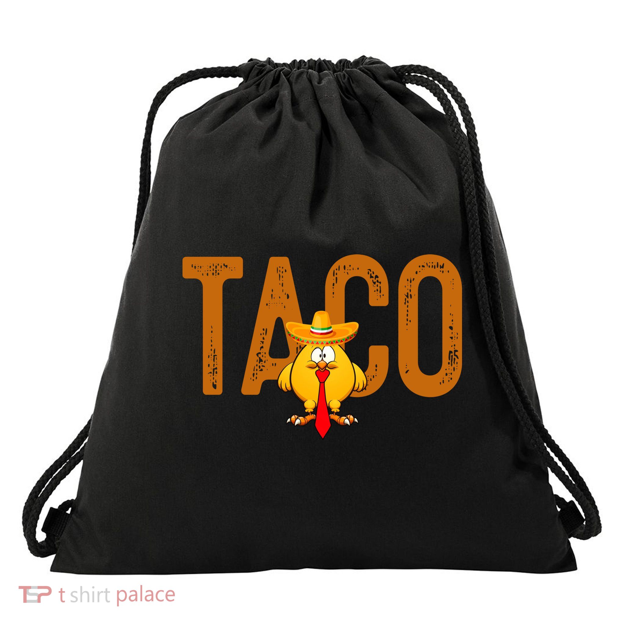 Taco Trump Always Chickens Out Funny Trendy Drawstring Bag