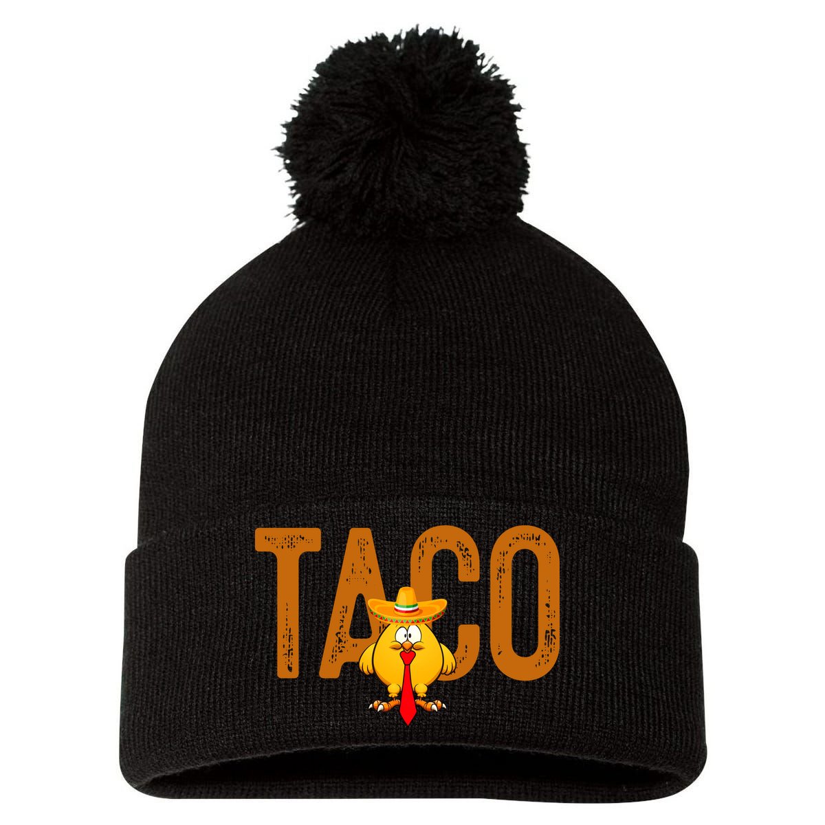 Taco Trump Always Chickens Out Funny Trendy Pom Pom 12in Knit Beanie