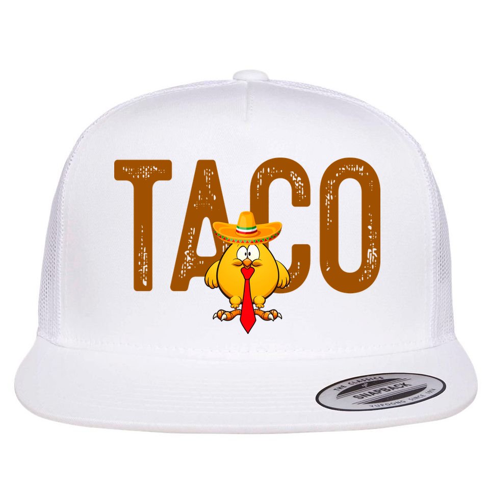 Taco Trump Always Chickens Out Funny Trendy Flat Bill Trucker Hat
