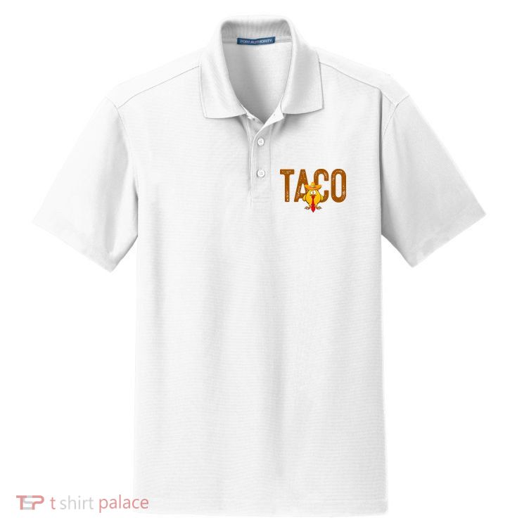 Taco Trump Always Chickens Out Funny Trendy Dry Zone Grid Polo