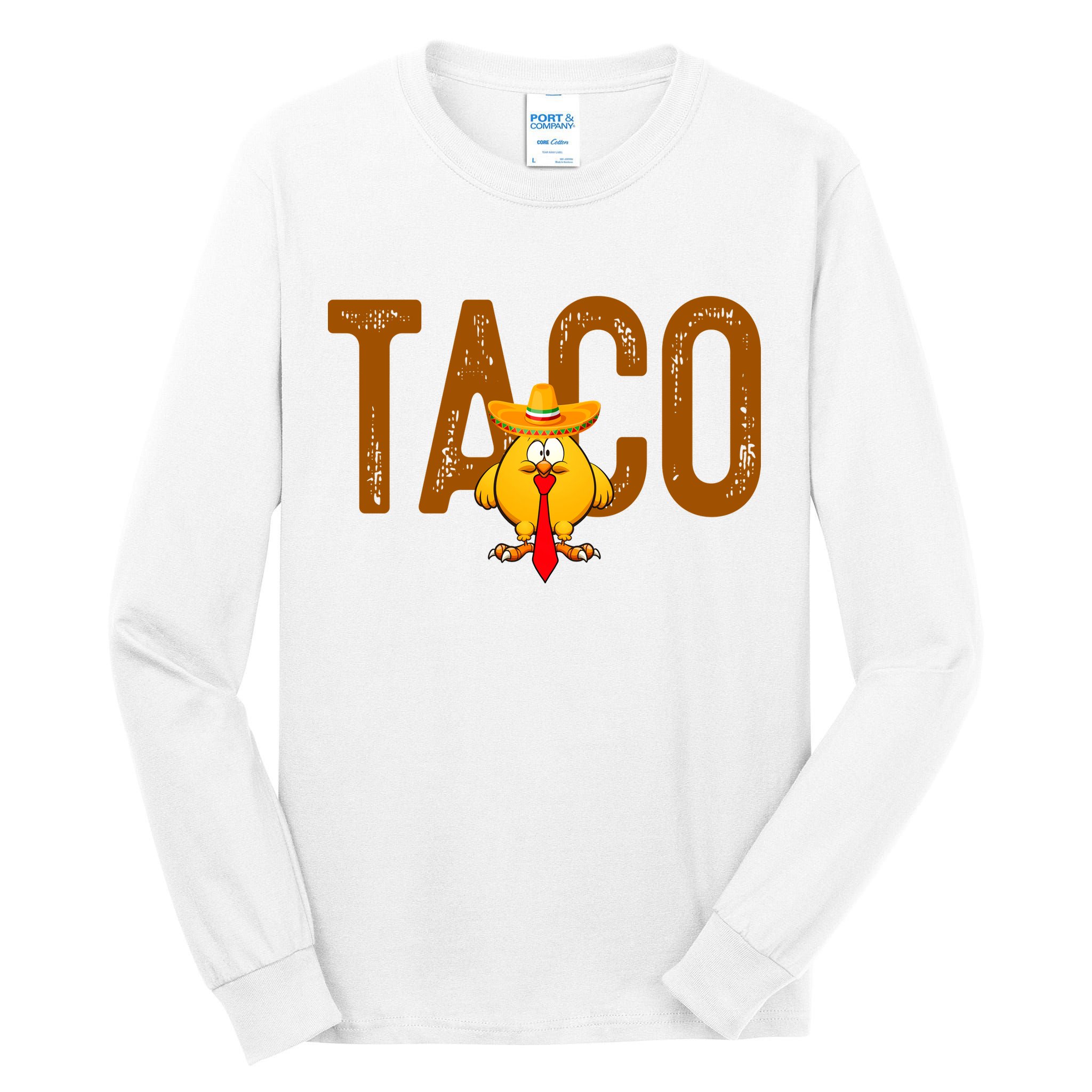 Taco Trump Always Chickens Out Funny Trendy Tall Long Sleeve T-Shirt
