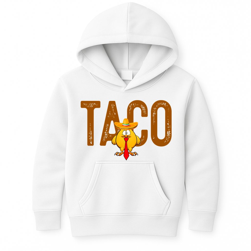 Taco Trump Always Chickens Out Funny Trendy Kids Hoodie