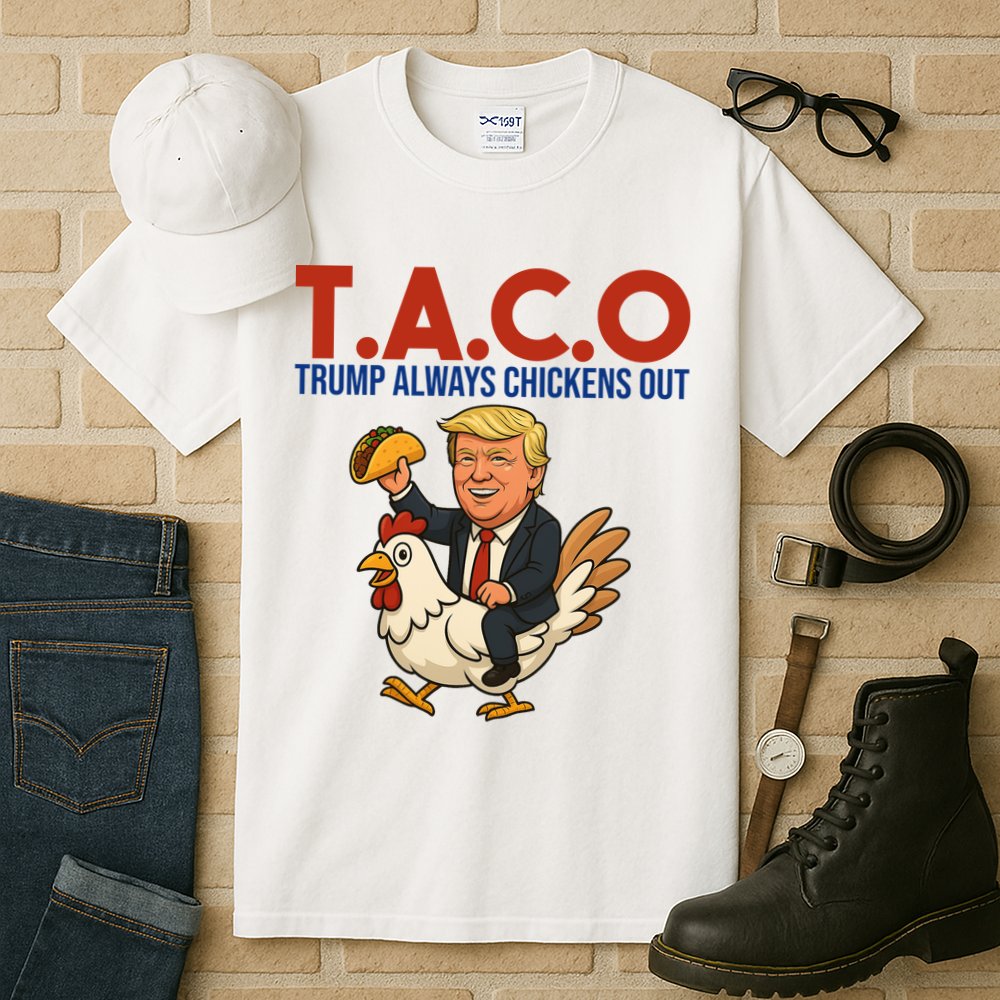 Taco Trump Always Chickens Out Riding A Chicken Tall T-Shirt