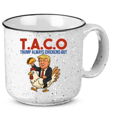 Taco Trump Always Chickens Out Riding A Chicken 15oz Campfire Ceramic Mug