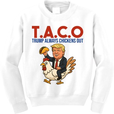 Taco Trump Always Chickens Out Riding A Chicken Kids Sweatshirt