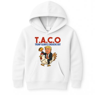 Taco Trump Always Chickens Out Riding A Chicken Kids Hoodie