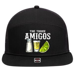 The Three Amigos Lime Salt Tequila Funny Cinco De Mayo Gifts 7 Panel Mesh Trucker Snapback Hat