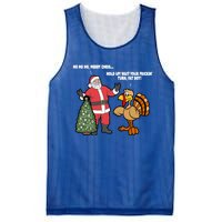 Thanksgiving Turkey And Santa Claus Christmas Too Early Great Gift Mesh Reversible Basketball Jersey Tank