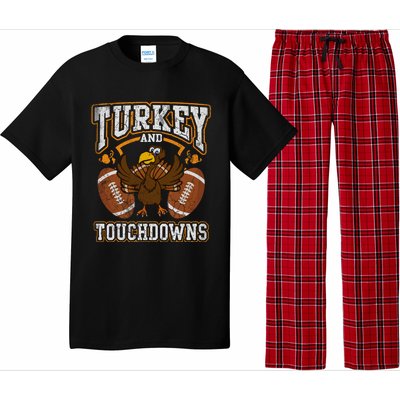 Thanksgiving Turkey And Touchdowns Football Pajama Set