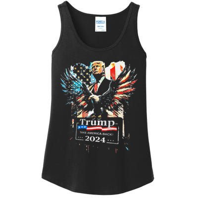 Trump Take America Back 2024 Eagle Us Flag Ladies Essential Tank