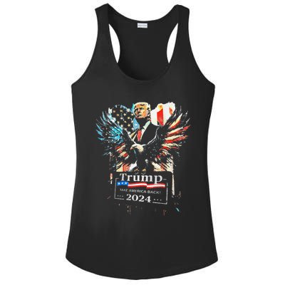 Trump Take America Back 2024 Eagle Us Flag Ladies PosiCharge Competitor Racerback Tank