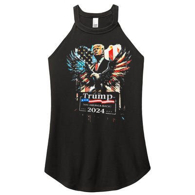 Trump Take America Back 2024 Eagle Us Flag Women’s Perfect Tri Rocker Tank