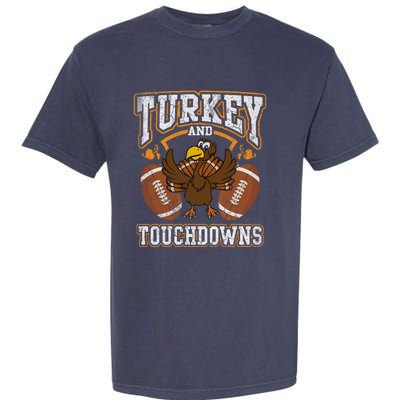 Thanksgiving Turkey And Touchdowns Football Garment-Dyed Heavyweight T-Shirt