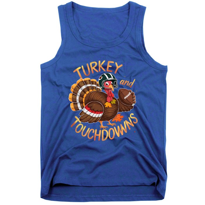 Thanksgiving Turkey And Touchdowns Football Funny Game Day Cool Gift Tank Top