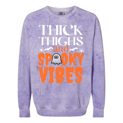 Thick Thighs And Spooky Vibes Halloween Costume Gift Colorblast Crewneck Sweatshirt