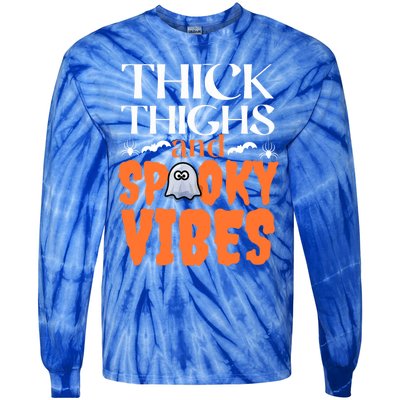 Thick Thighs And Spooky Vibes Halloween Costume Gift Tie-Dye Long Sleeve Shirt