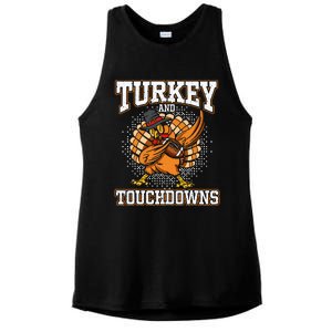 Thanksgiving Turkey And Touchdowns Football Ladies PosiCharge Tri-Blend Wicking Tank