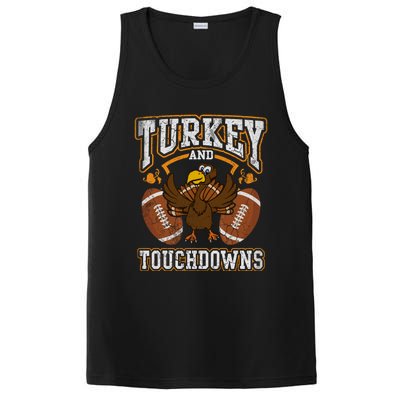 Thanksgiving Turkey And Touchdowns Football Gift PosiCharge Competitor Tank