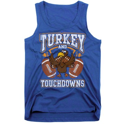 Thanksgiving Turkey And Touchdowns Football Gift Tank Top