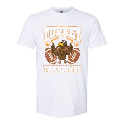 Thanksgiving Turkey And Touchdowns Football Gift Softstyle CVC T-Shirt