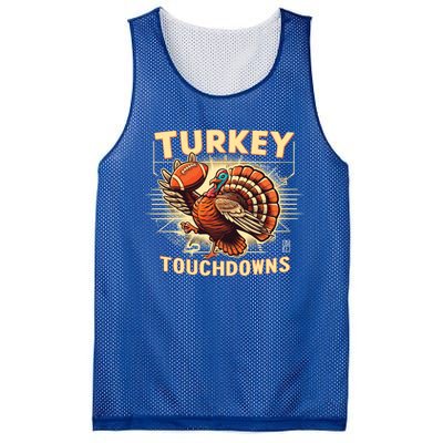 Thanksgiving Turkey And Touchdowns Football Gift Mesh Reversible Basketball Jersey Tank