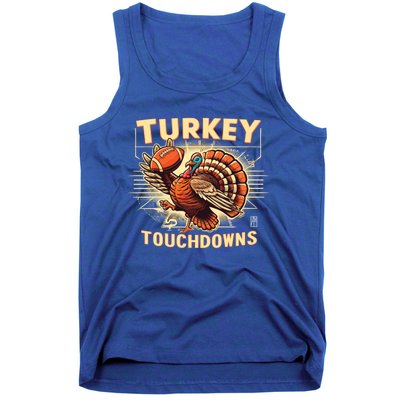 Thanksgiving Turkey And Touchdowns Football Gift Tank Top