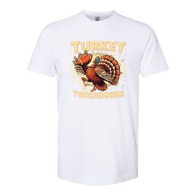 Thanksgiving Turkey And Touchdowns Football Gift Softstyle® CVC T-Shirt