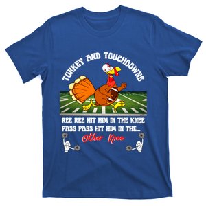 Thanksgiving Turkey And Touchdowns Usa Football Fans Great Gift Cool Gift T-Shirt