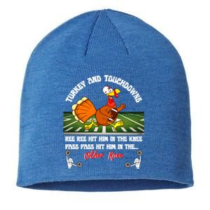 Thanksgiving Turkey And Touchdowns Usa Football Fans Great Gift Cool Gift Sustainable Beanie