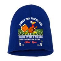 Thanksgiving Turkey And Touchdowns Usa Football Fans Great Gift Cool Gift Short Acrylic Beanie