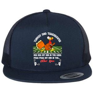 Thanksgiving Turkey And Touchdowns Usa Football Fans Great Gift Cool Gift Flat Bill Trucker Hat