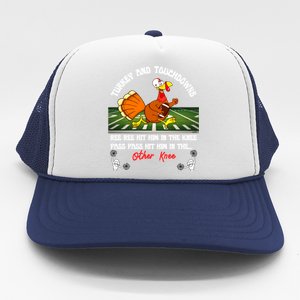 Thanksgiving Turkey And Touchdowns Usa Football Fans Great Gift Cool Gift Trucker Hat