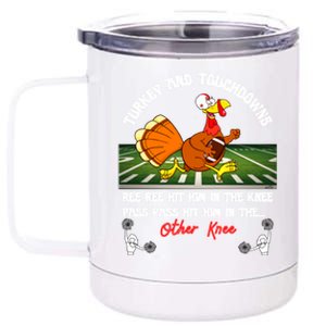 Thanksgiving Turkey And Touchdowns Usa Football Fans Great Gift Cool Gift 12 oz Stainless Steel Tumbler Cup