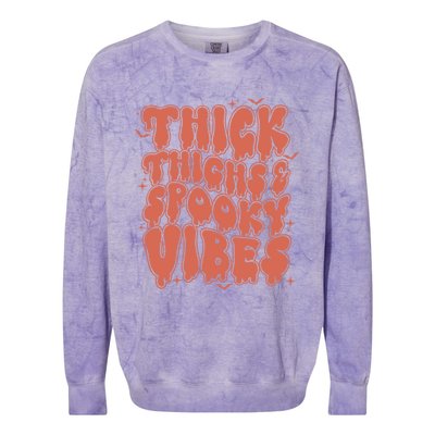 Thick Thighs And Spooky Vibes Great Gift Retro Vintage Halloween Funny Gift Colorblast Crewneck Sweatshirt