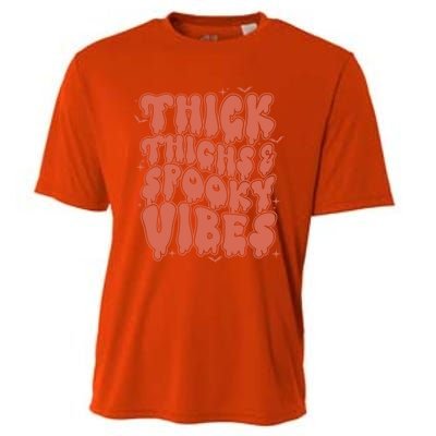 Thick Thighs And Spooky Vibes Great Gift Retro Vintage Halloween Funny Gift Cooling Performance Crew T-Shirt