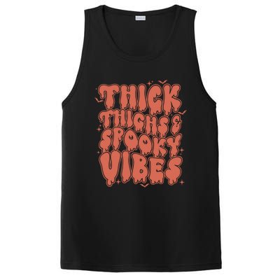 Thick Thighs And Spooky Vibes Great Gift Retro Vintage Halloween Funny Gift PosiCharge Competitor Tank