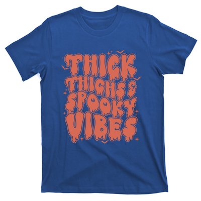 Thick Thighs And Spooky Vibes Great Gift Retro Vintage Halloween Funny Gift T-Shirt