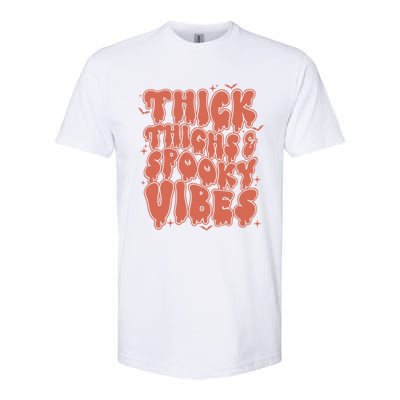 Thick Thighs And Spooky Vibes Great Gift Retro Vintage Halloween Funny Gift Softstyle CVC T-Shirt