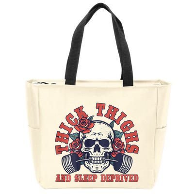Thick Thighs And Sleep Deprived On Back Zip Tote Bag