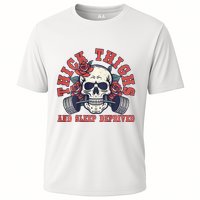 Thick Thighs And Sleep Deprived On Back Cooling Performance Crew T-Shirt