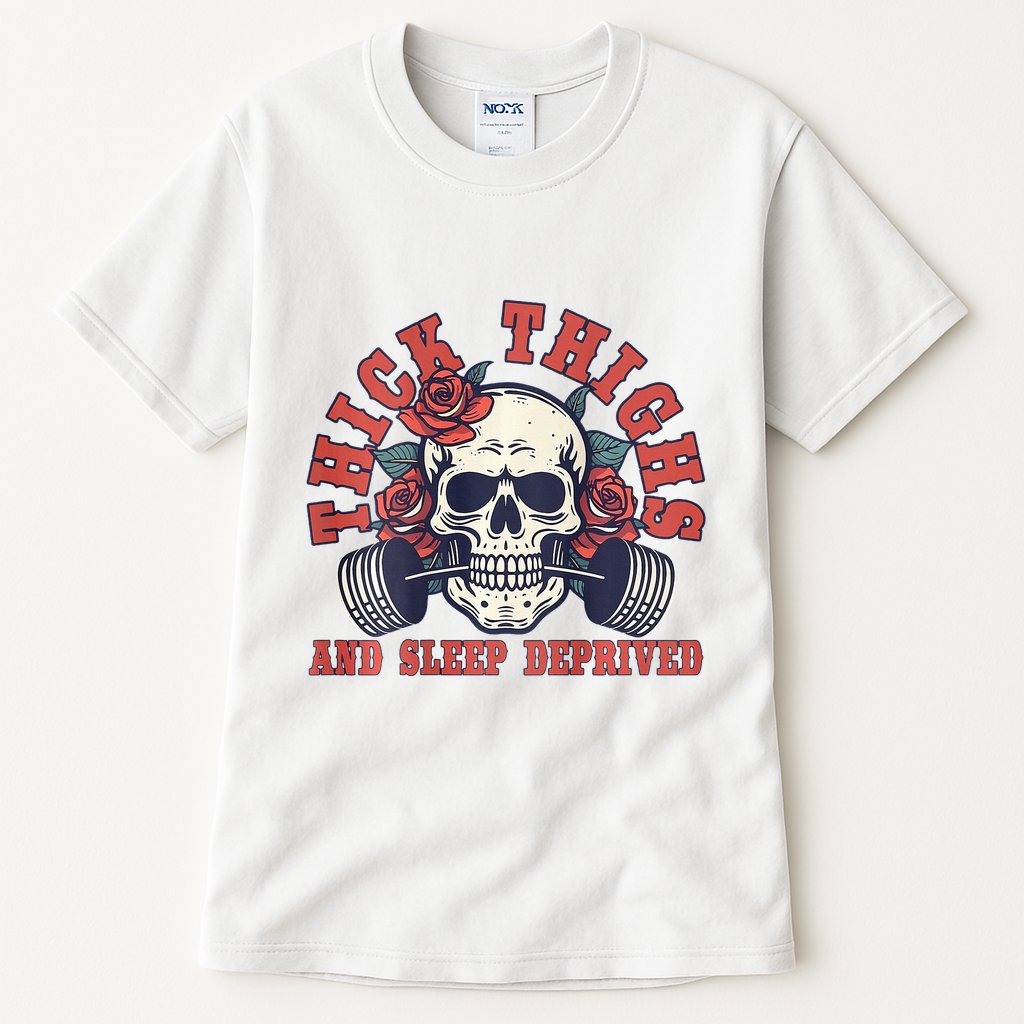 Thick Thighs And Sleep Deprived On Back Tall T-Shirt