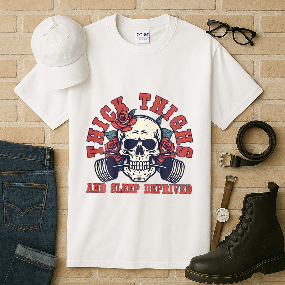 Thick Thighs And Sleep Deprived On Back Tall T-Shirt