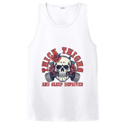 Thick Thighs And Sleep Deprived On Back PosiCharge Competitor Tank